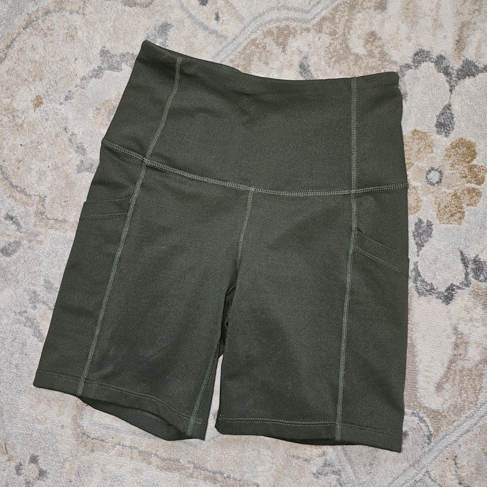 Zella Green Bike Shorts with Durable Construction